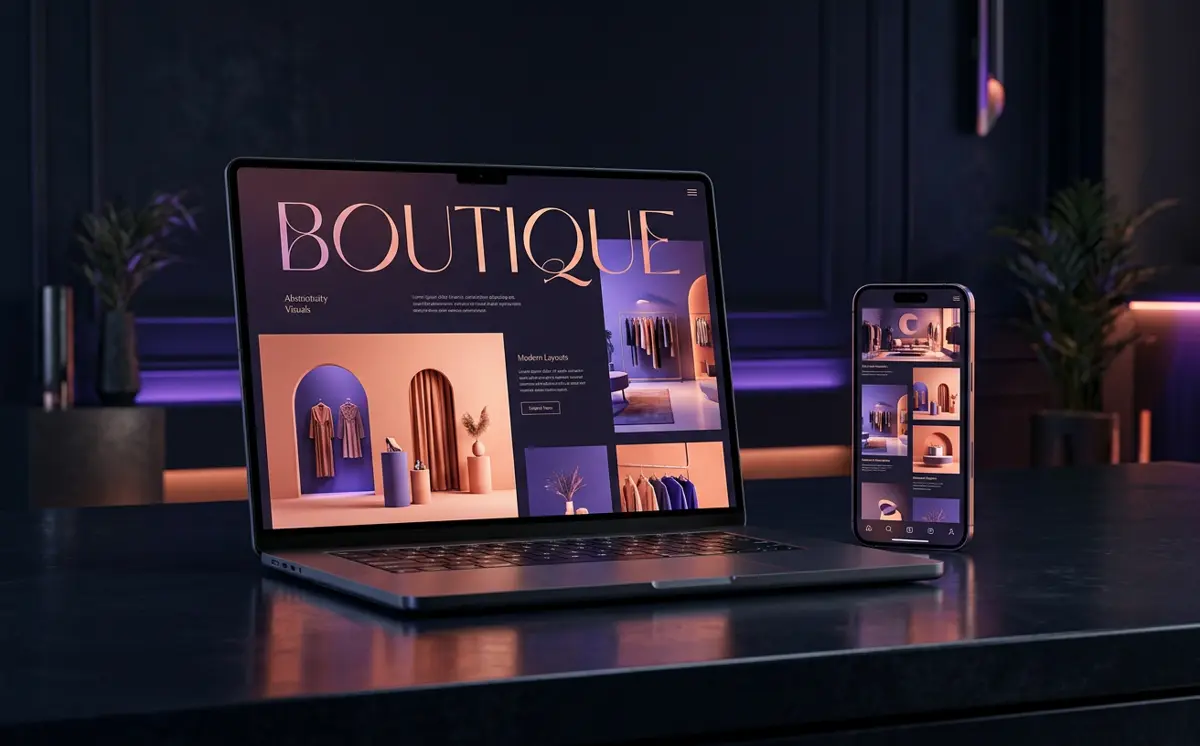 Laptop and phone showing a modern website